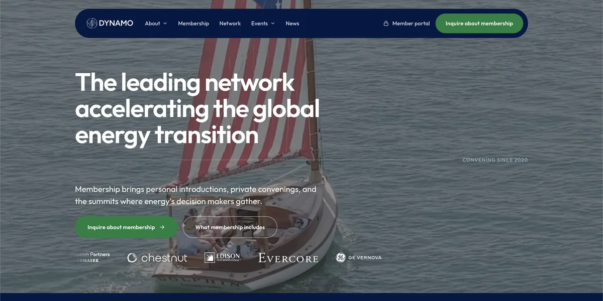The Dynamo Energy Hub website as Coullweb rebuilt it