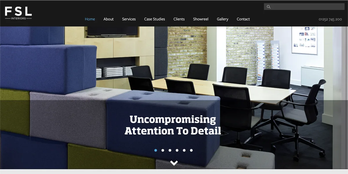 The FSL Interiors website before the rebuild