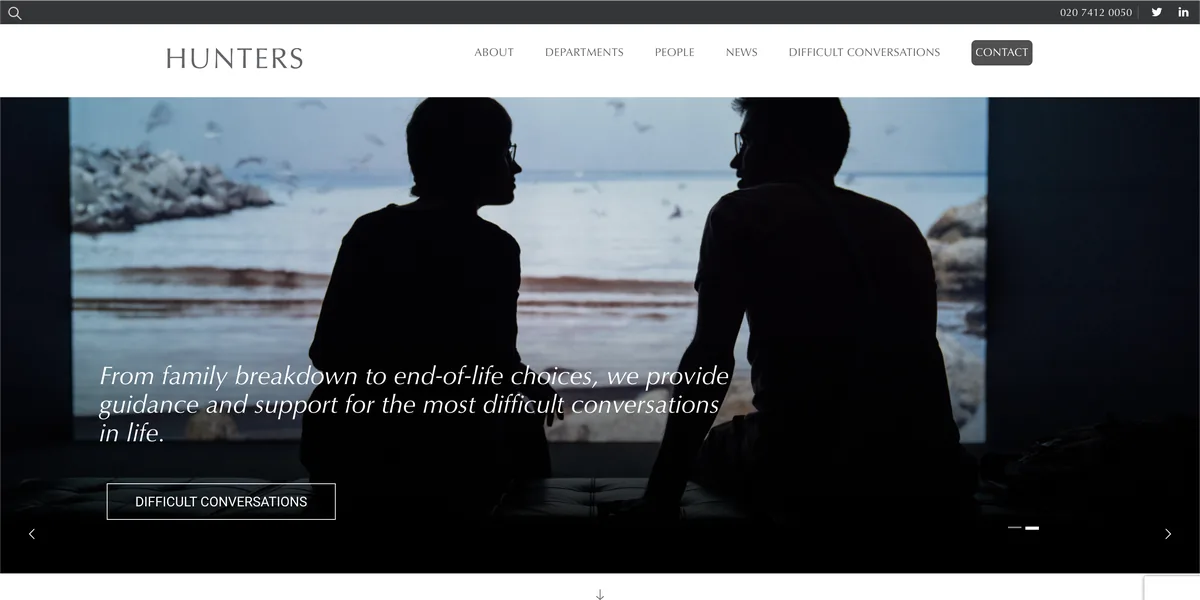 The Hunters website before the rebuild
