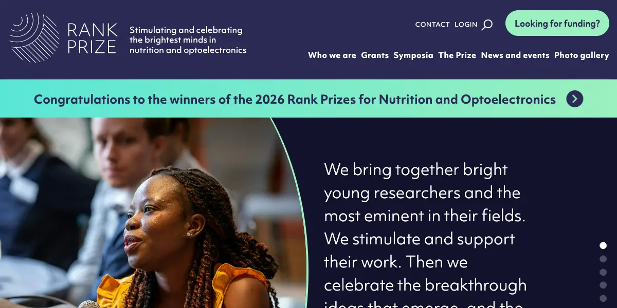 The Rank Prize website, designed and built by Coullweb.